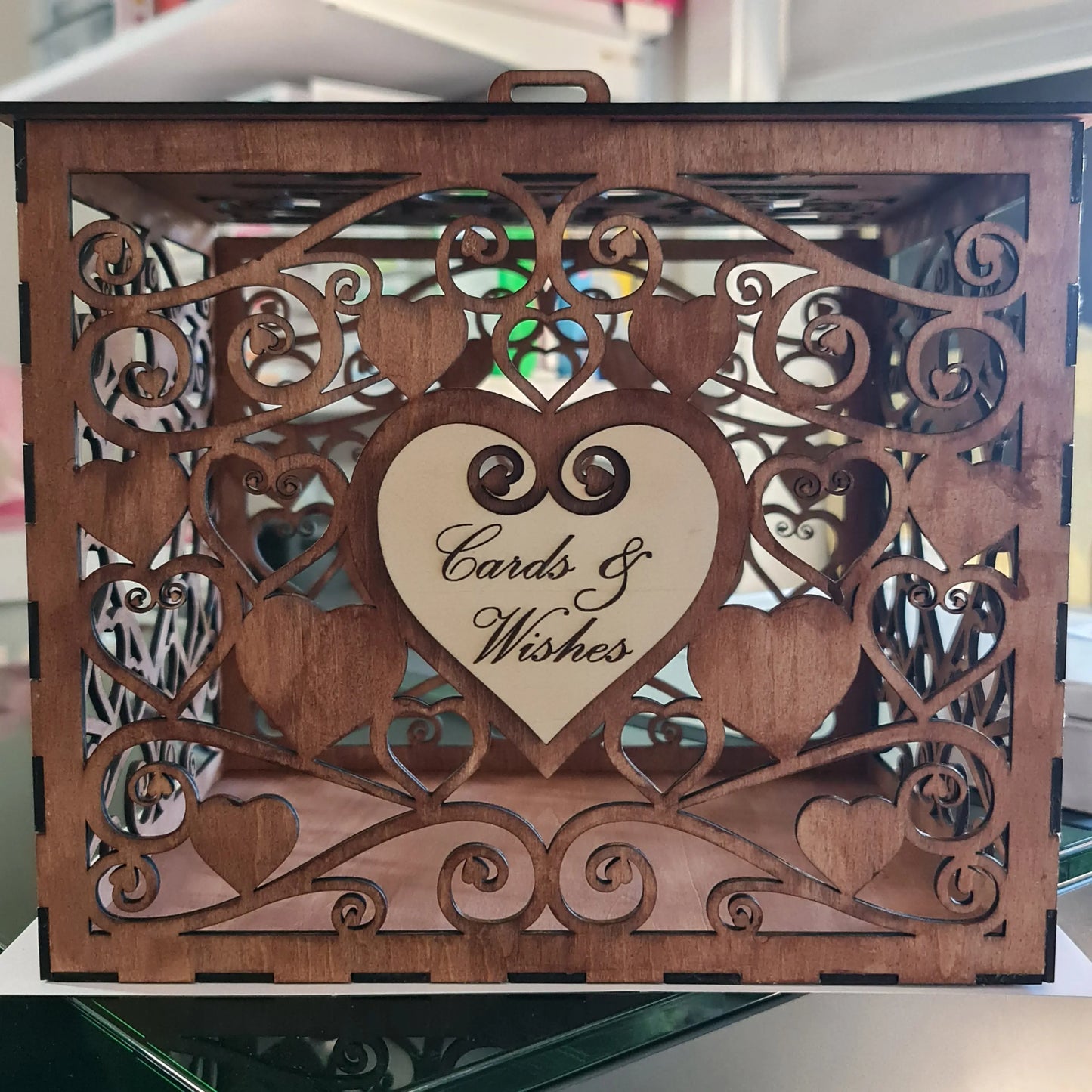Cards & Wishes box - stained in Merbau
