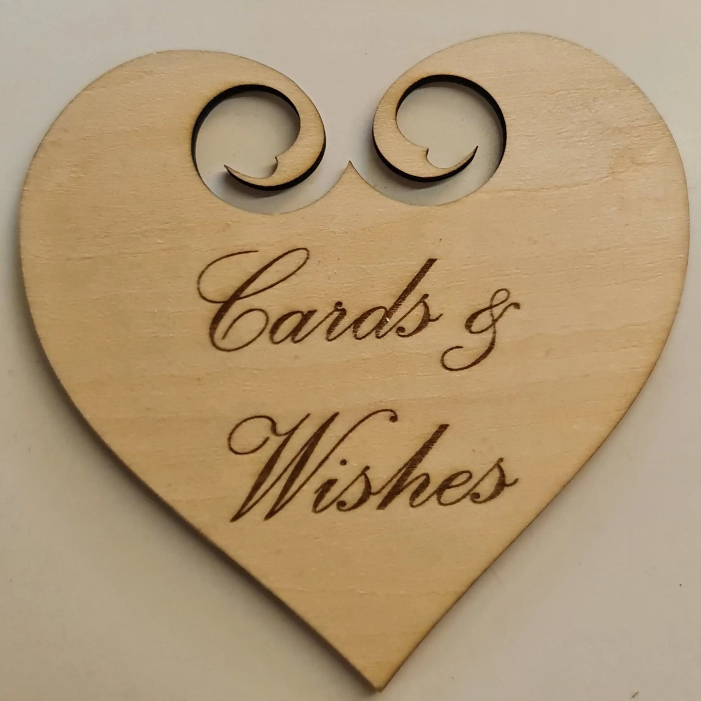 Cards & Wishes box - heart can be personalised with names or 'cards & wishes'.