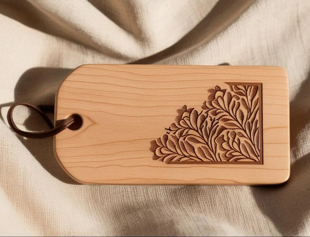 Rectangle timber swing tag with laser etching