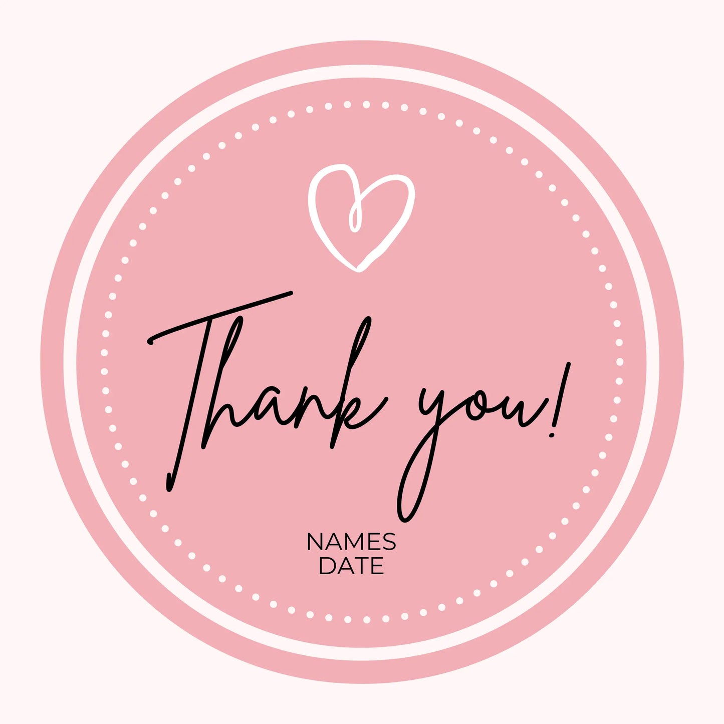 Wedding Thank You Sticker - Dotted Heart - Paper Love Card