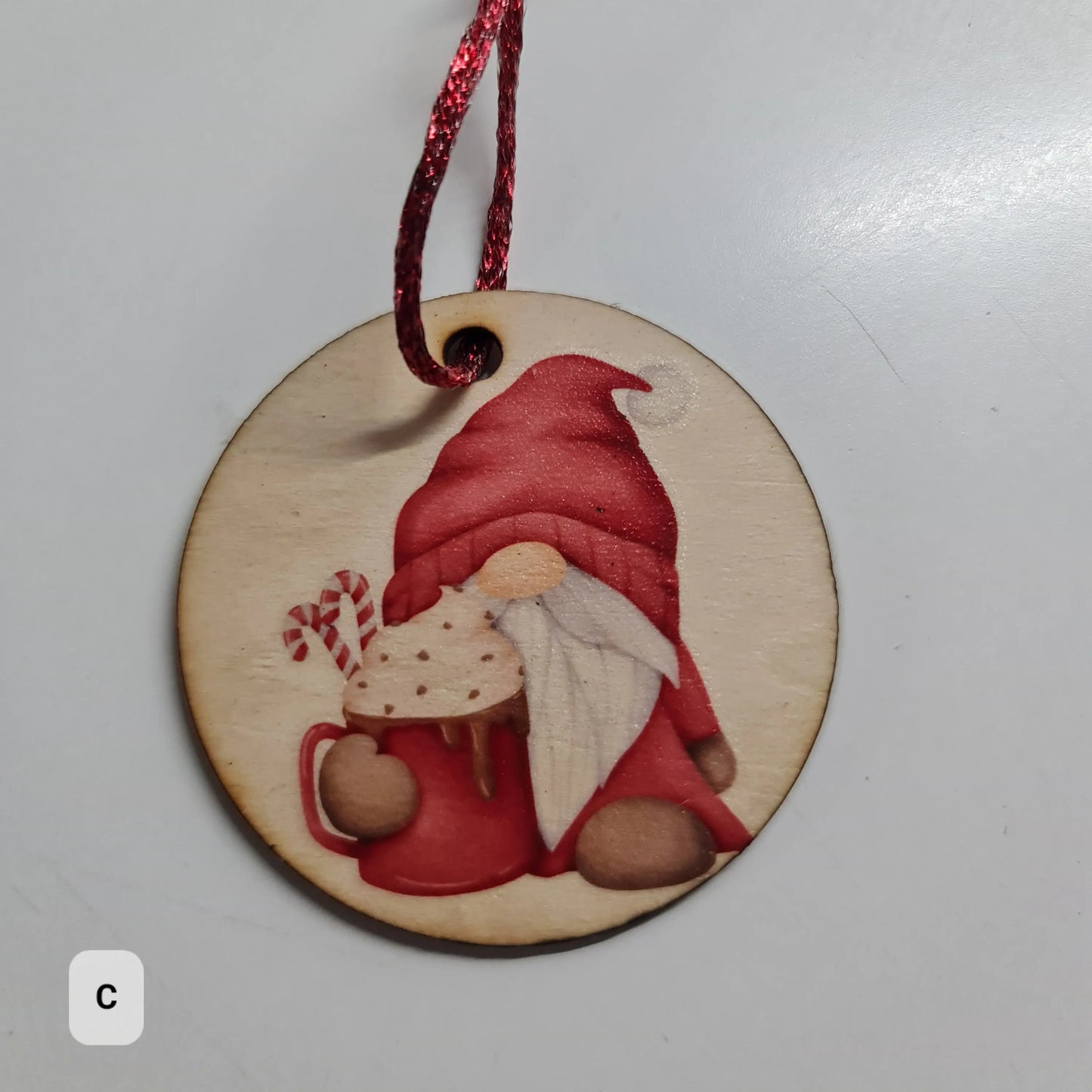 Gift Tag - Gnome on Timber - Personalised 6cm tag - Paper Love Card
