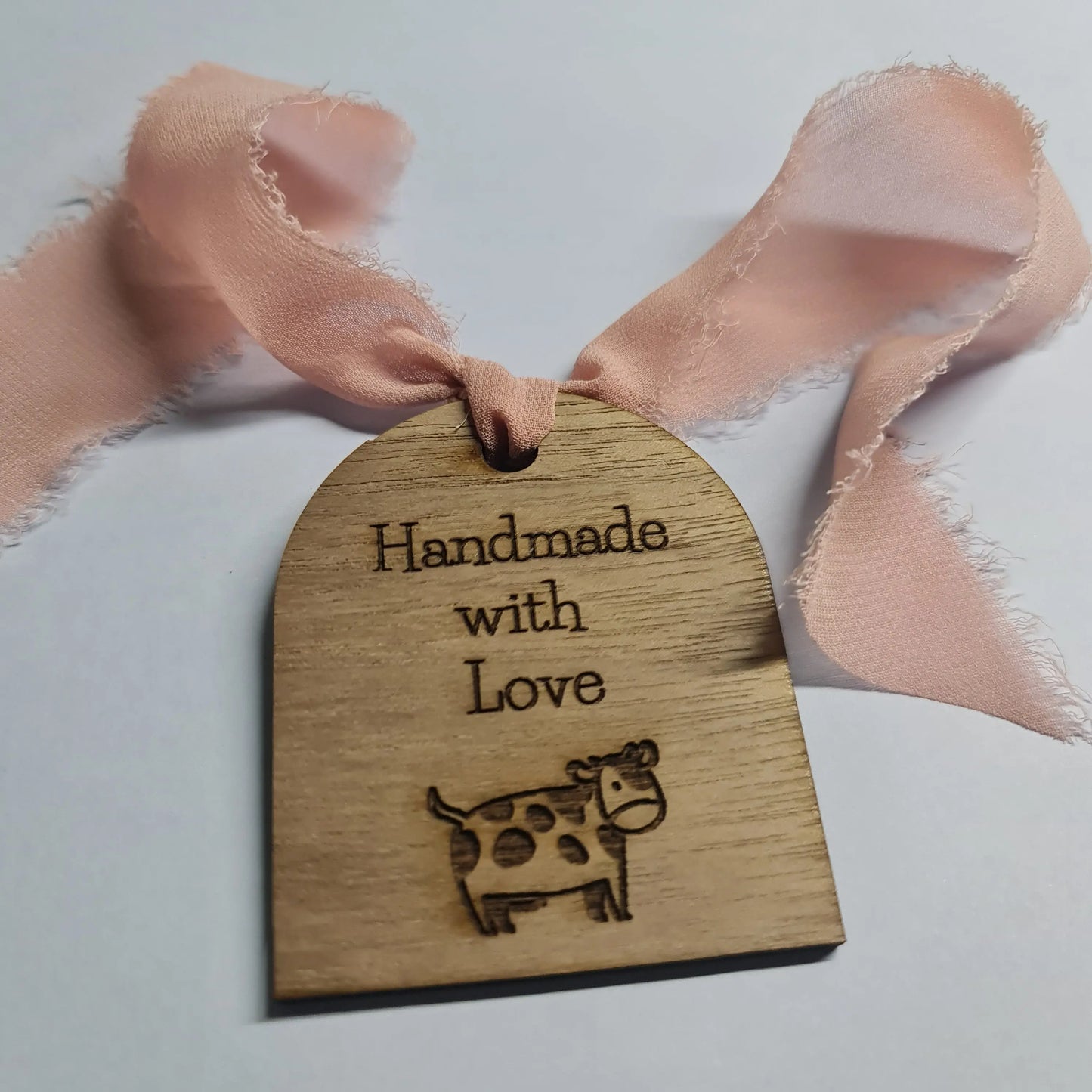 Walnut timber arched product swing tag