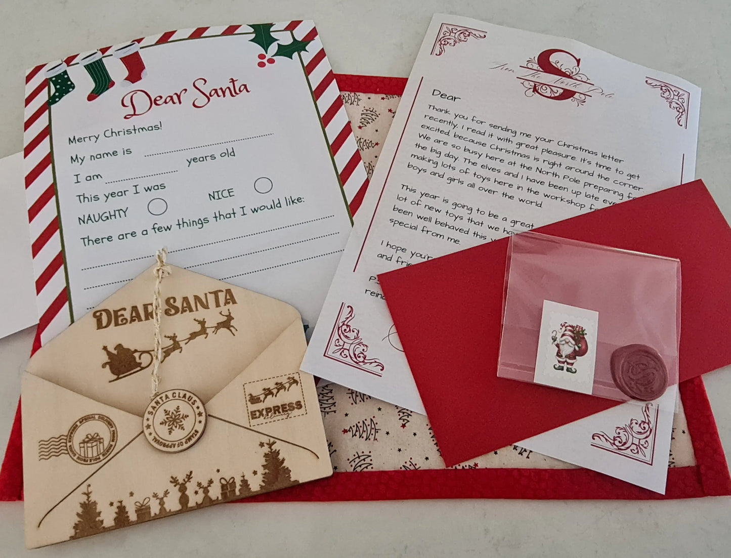 Letter to Santa Kit - Letter holder, Santa letter and Wish List - Paper Love Card