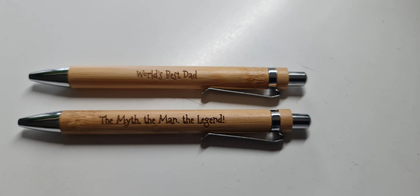 Personalised Bamboo Pen – Laser Etched Message | Black Ink & Silver Fittings - Paper Love Card