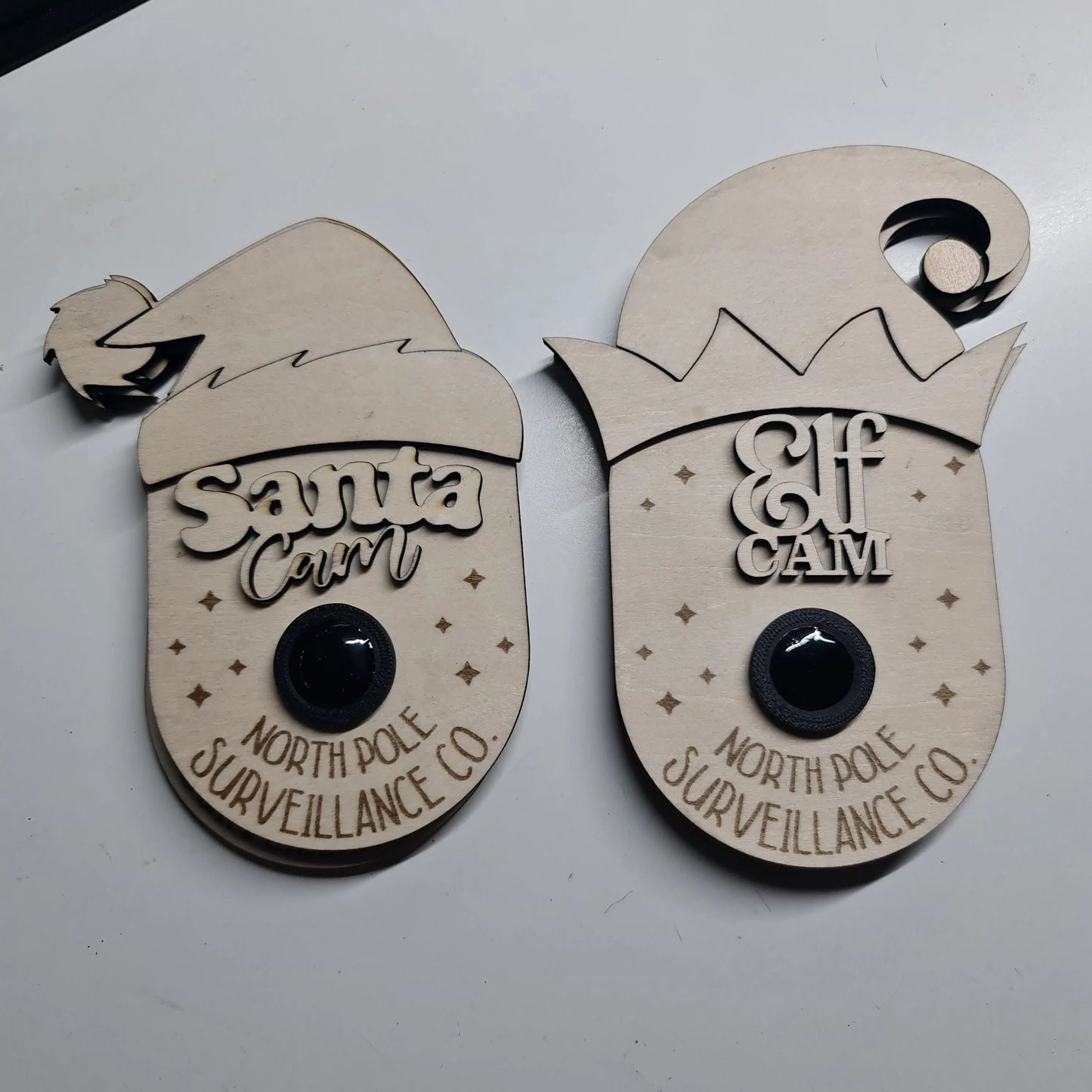 Santa & Elf Cams - Tree hanging Christmas Cams - Paper Love Card