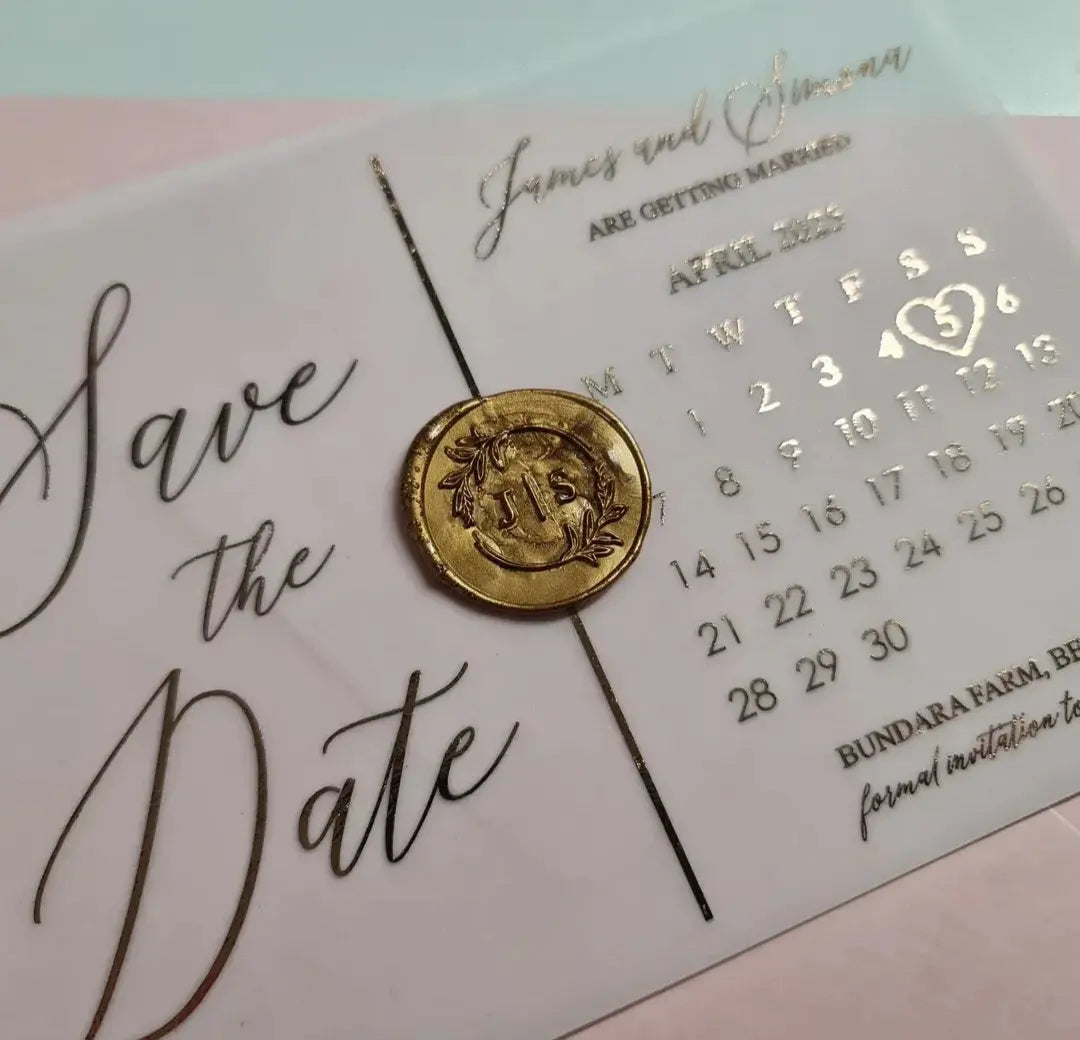 Save the Date Vellum Invitation with envelope - Foil Print - Paper Love Card