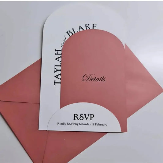 Triple Arch Wedding Invitation - 5" x 7" - Paper Love Card