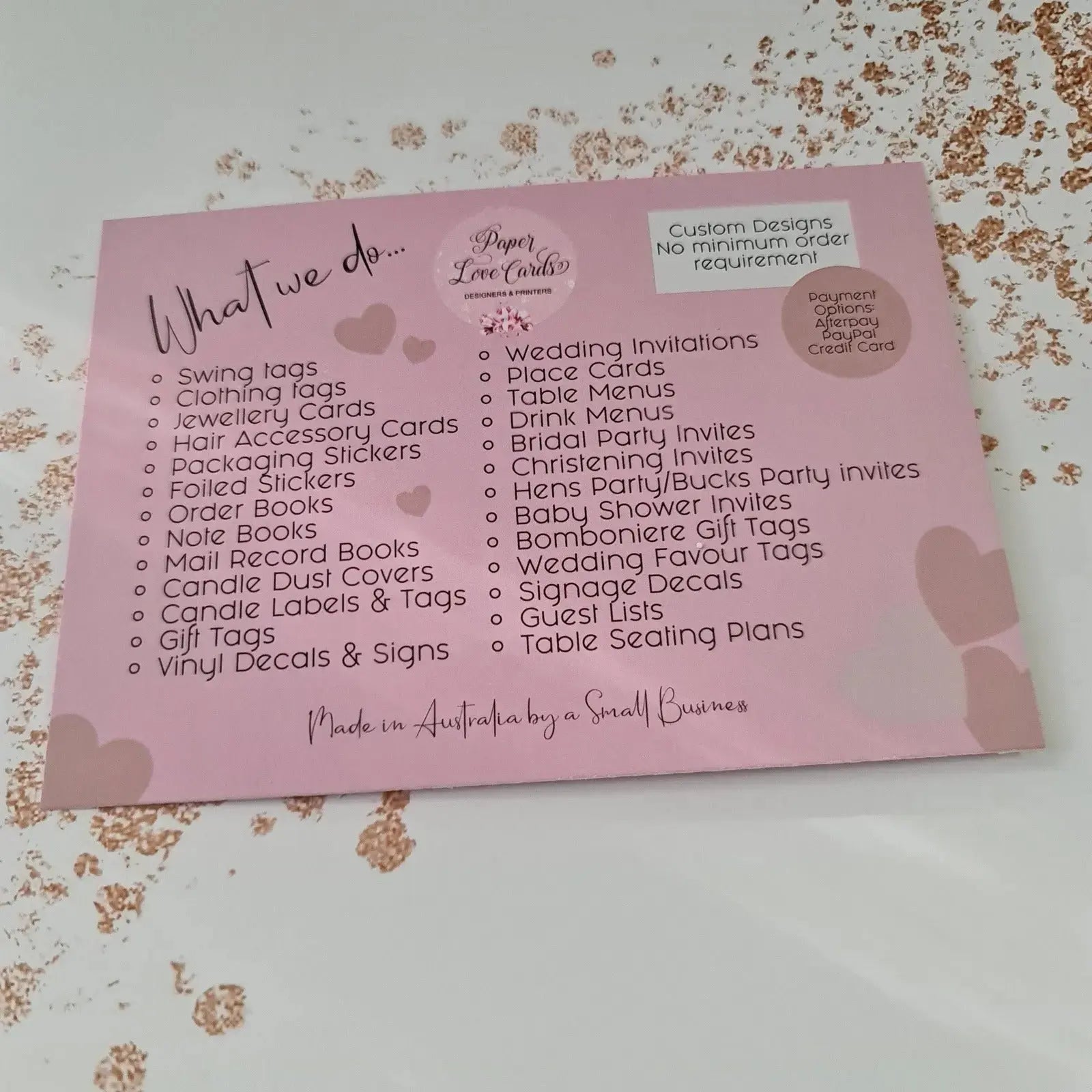 Thank You Cards - A6 Postcard Size (White) Paper Love Card