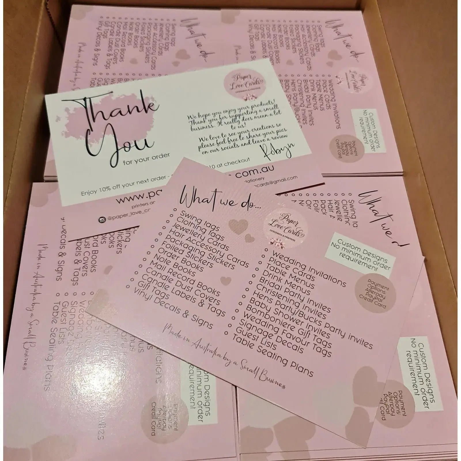 Thank You Cards - A6 Postcard Size (White) Paper Love Card