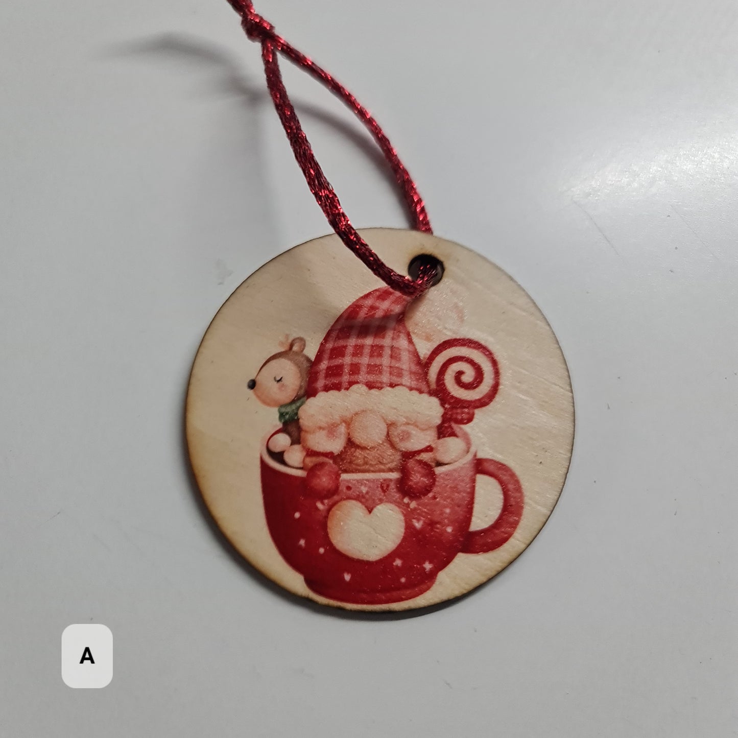 Gift Tag - Gnome on Timber - Personalised 6cm tag