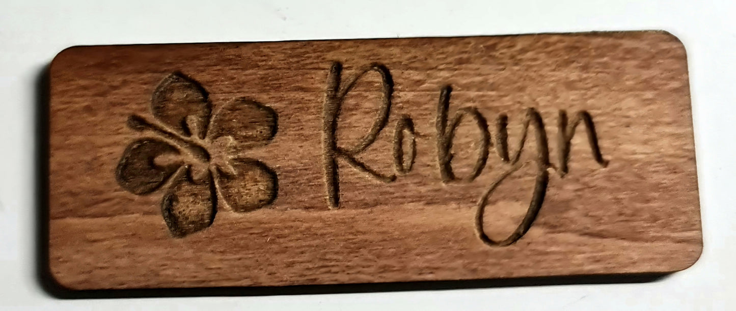 Name Badge - Timber Laser Etched with Symbol