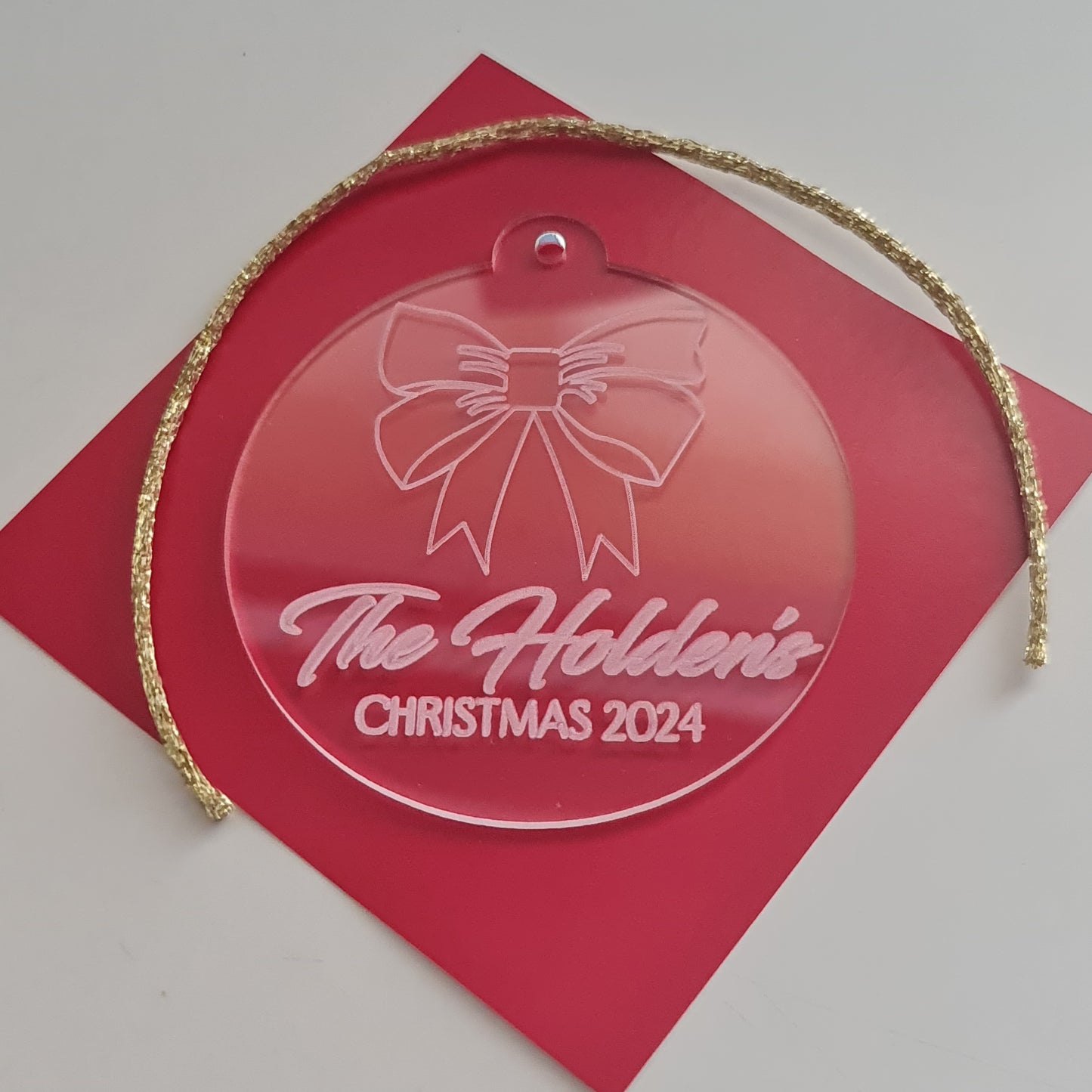 Personalised Christmas Bauble, Flat design, etched with name and year or message of your choice.