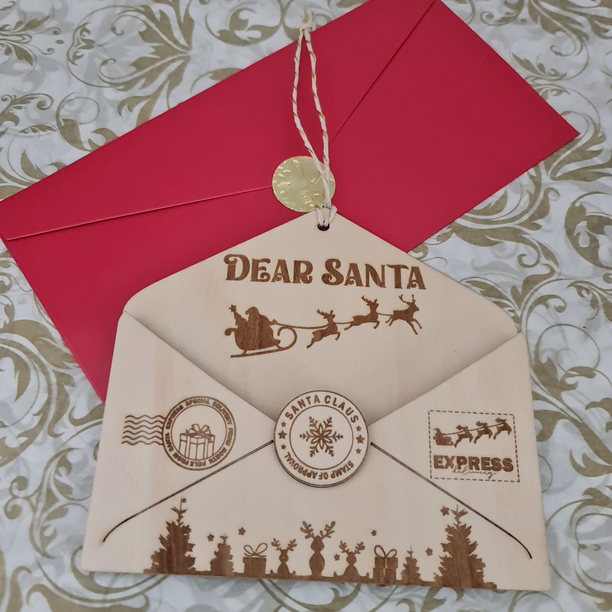 Letter to Santa, Timber holder, letters and wax seal supplied.