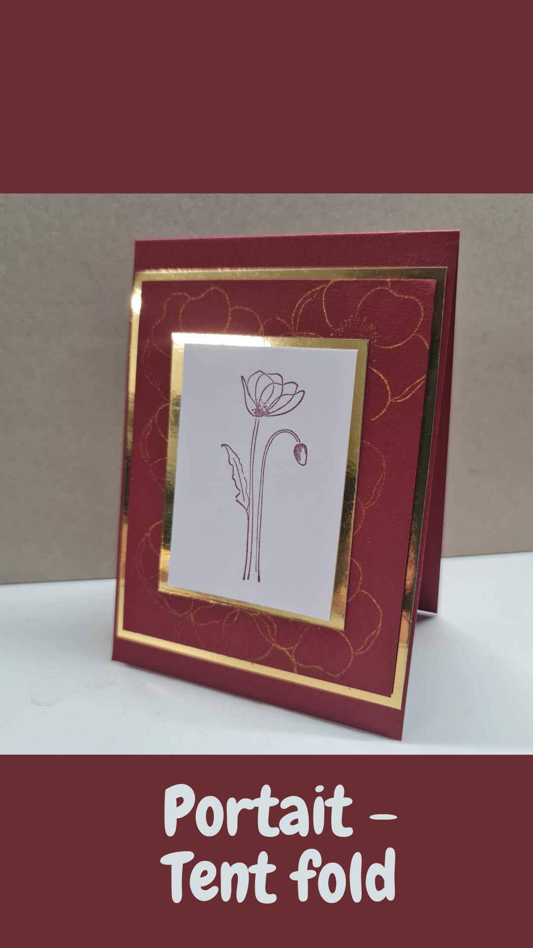 Burgundy Gold Poppy - A6 Tent Fold - Single Portrait Poppy Paper Love Cards