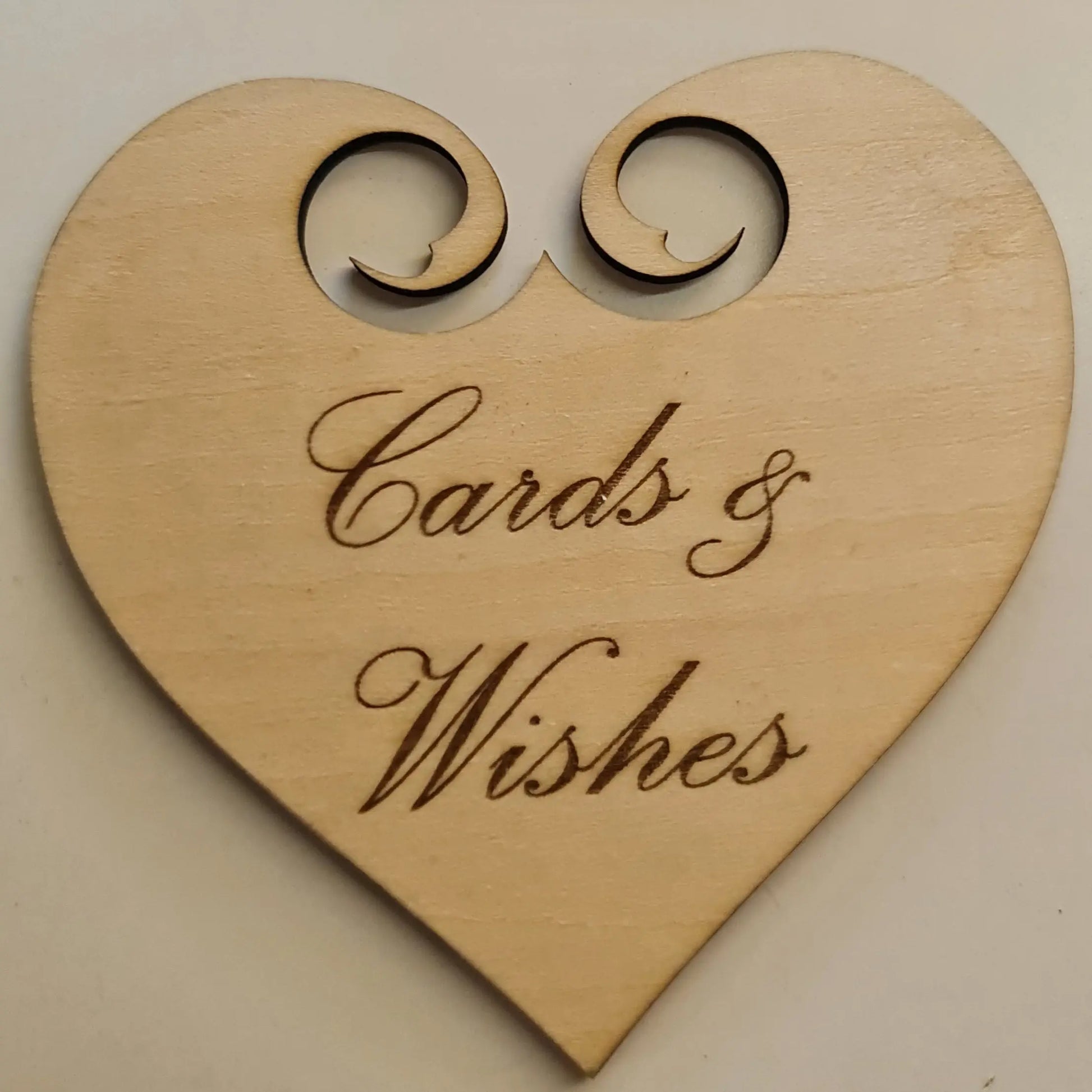Cards & Wishes box - heart can be personalised with names or 'cards & wishes'.