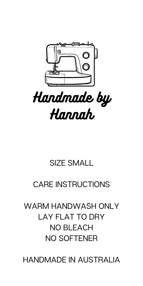 Clothing Label - Satin Ribbon - Black ink on White Ribbon