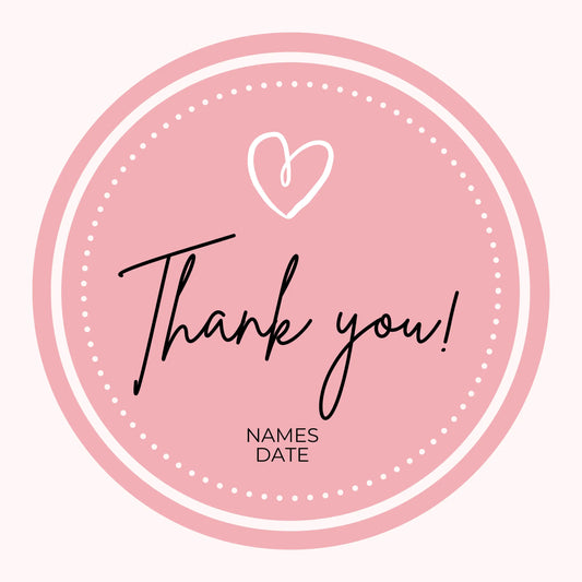 Wedding Thank You Sticker - Dotted Heart - Paper Love Card