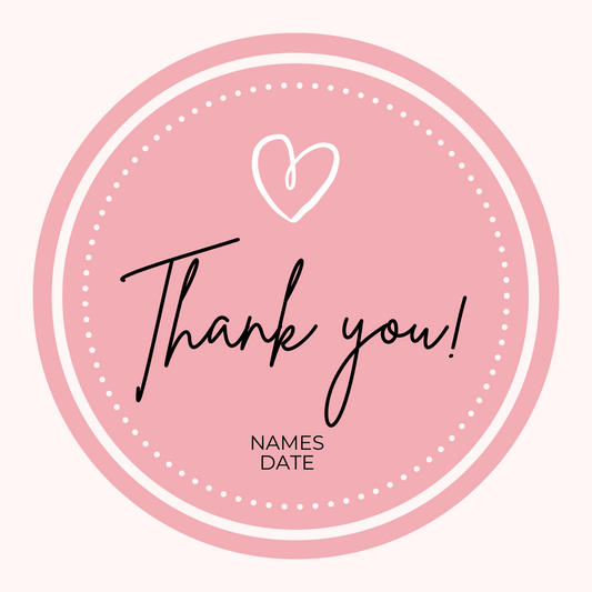 Wedding Thank You Sticker - Dotted Heart