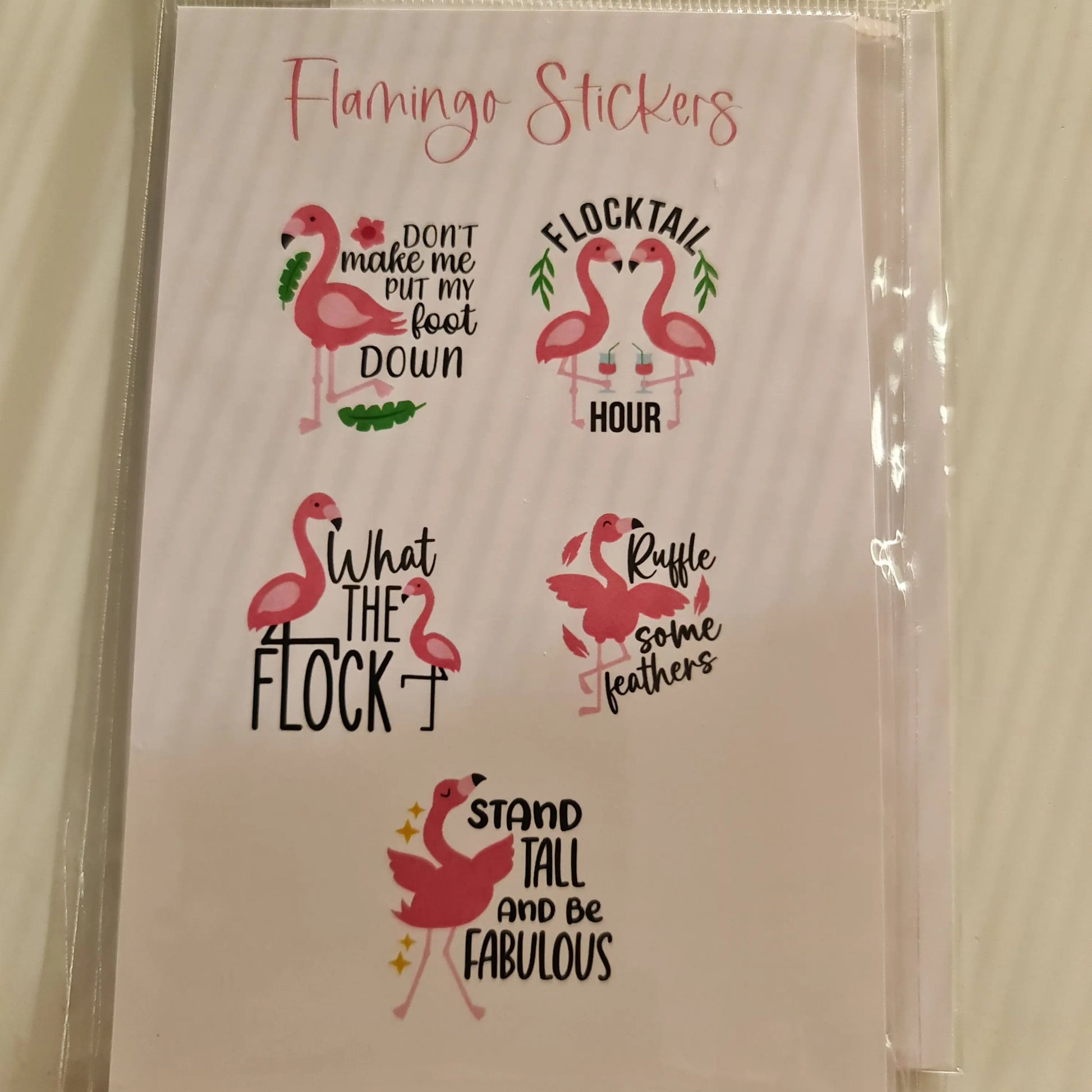 Flamingo Stickers - set of 6 Paper Love Cards