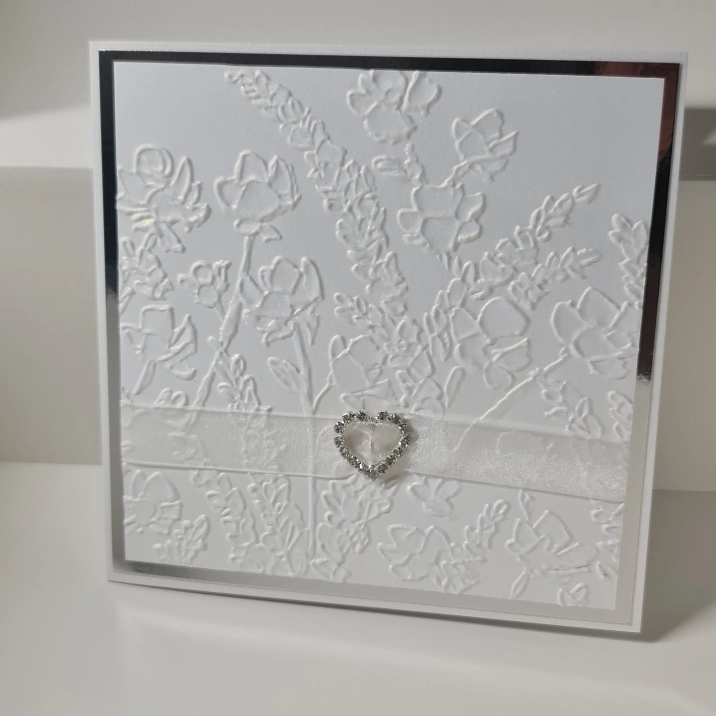 Floral Embossed Shimmer Card - Silver or Gold Paper Love Cards