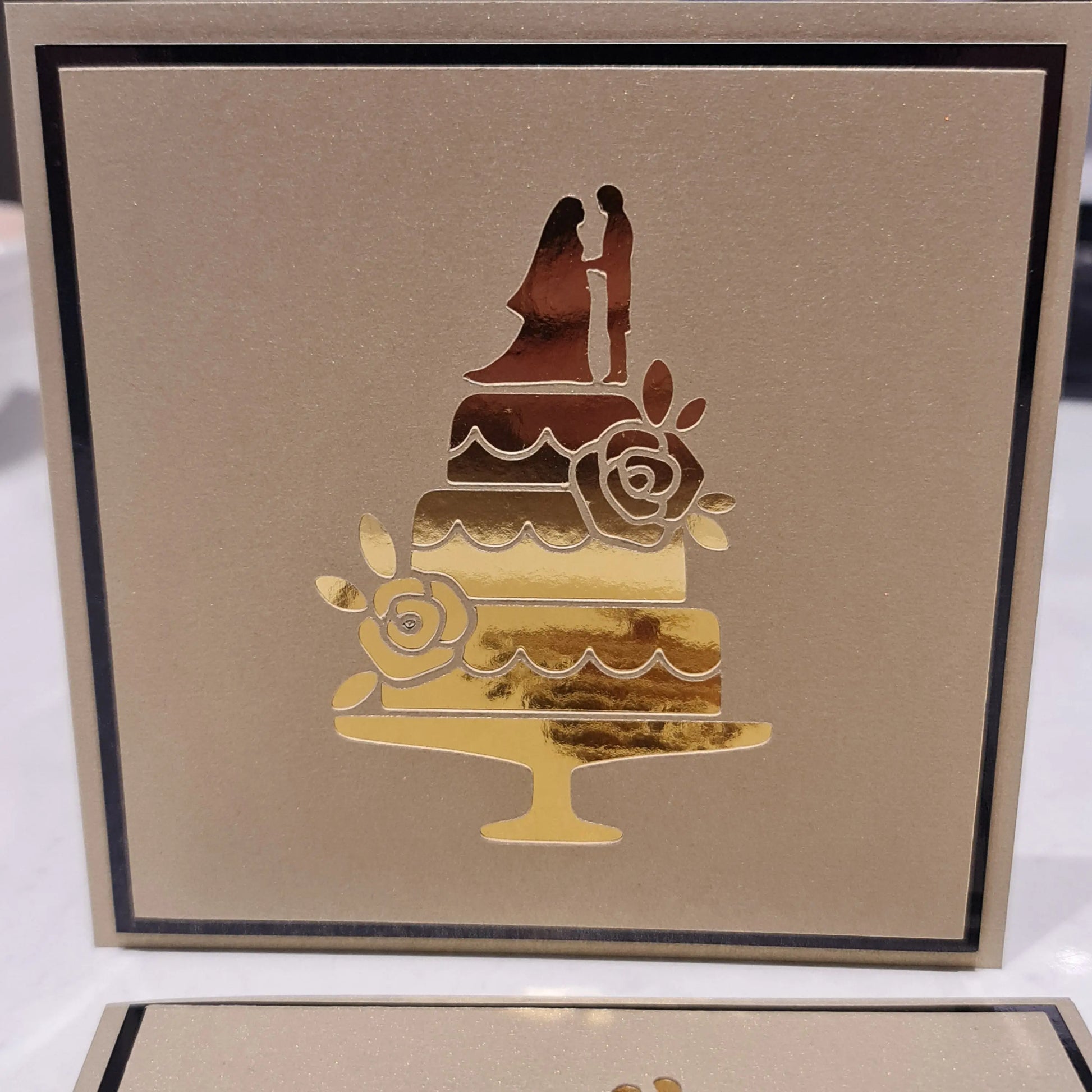 Gold Wedding Cake Card Paper Love Cards