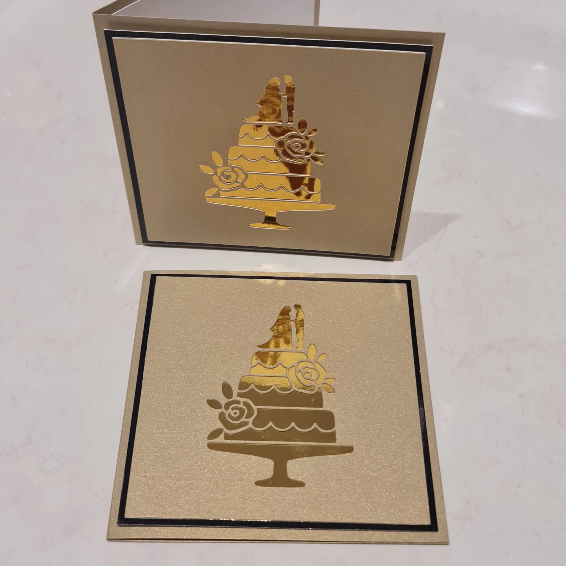 Gold Wedding Cake Card Paper Love Cards