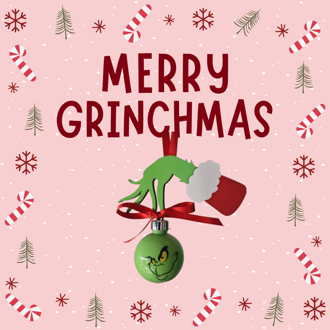 Merry Grinchmas Bauble - Timber - Tree Decoration