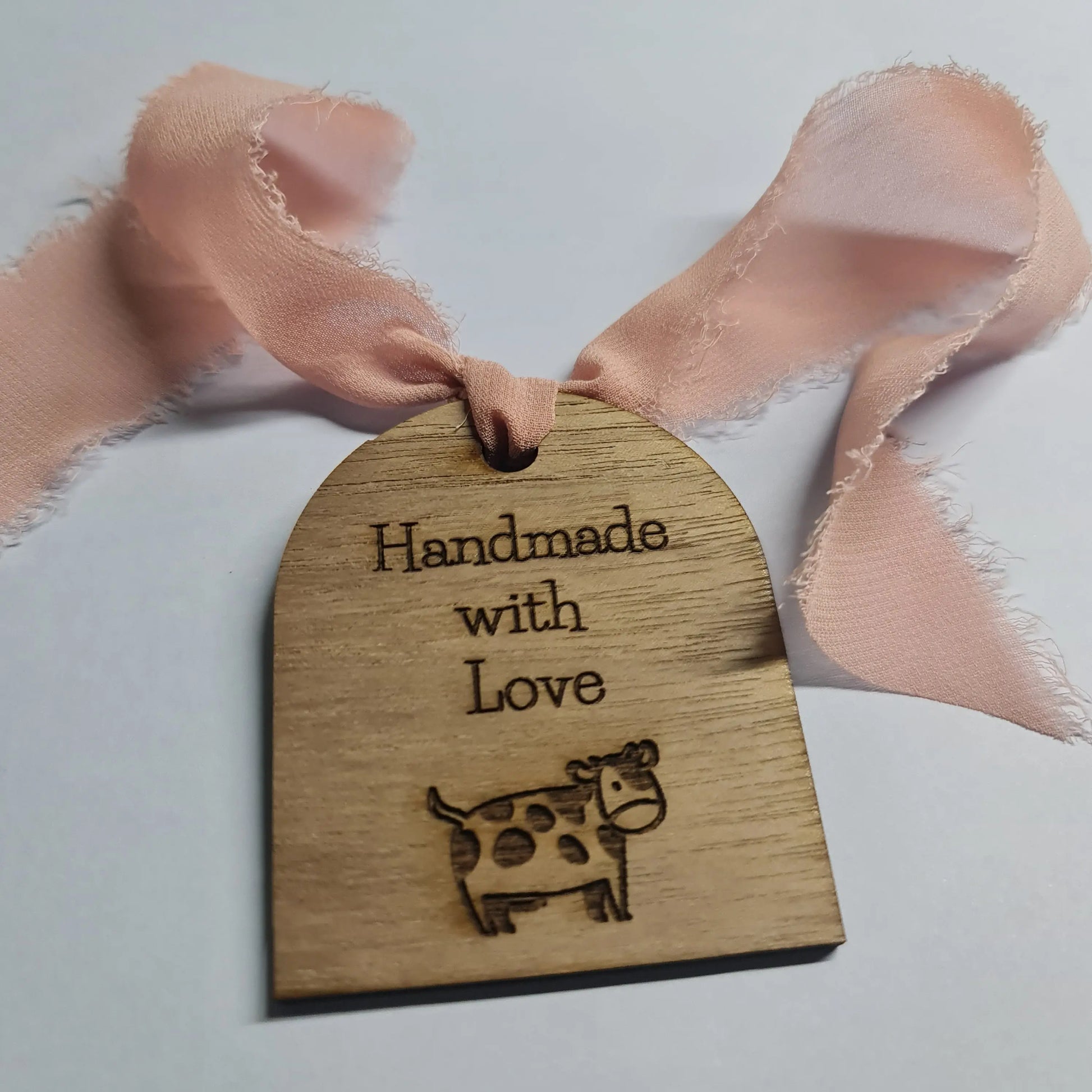 Walnut timber arched product swing tag