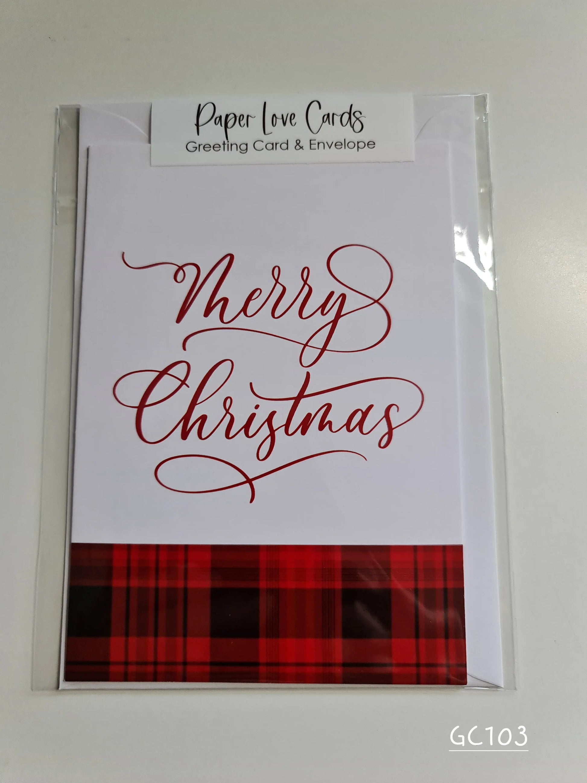 Merry Christmas - Tartan & Red A6 Paper Love Cards