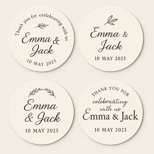 Wedding Stickers, Favor Stickers, Rustic Wedding Decor, Elegant Wedding Supplies, Personalized Stickers, Black and White Wedding, Custom Wedding Labels, Minimalist Wedding