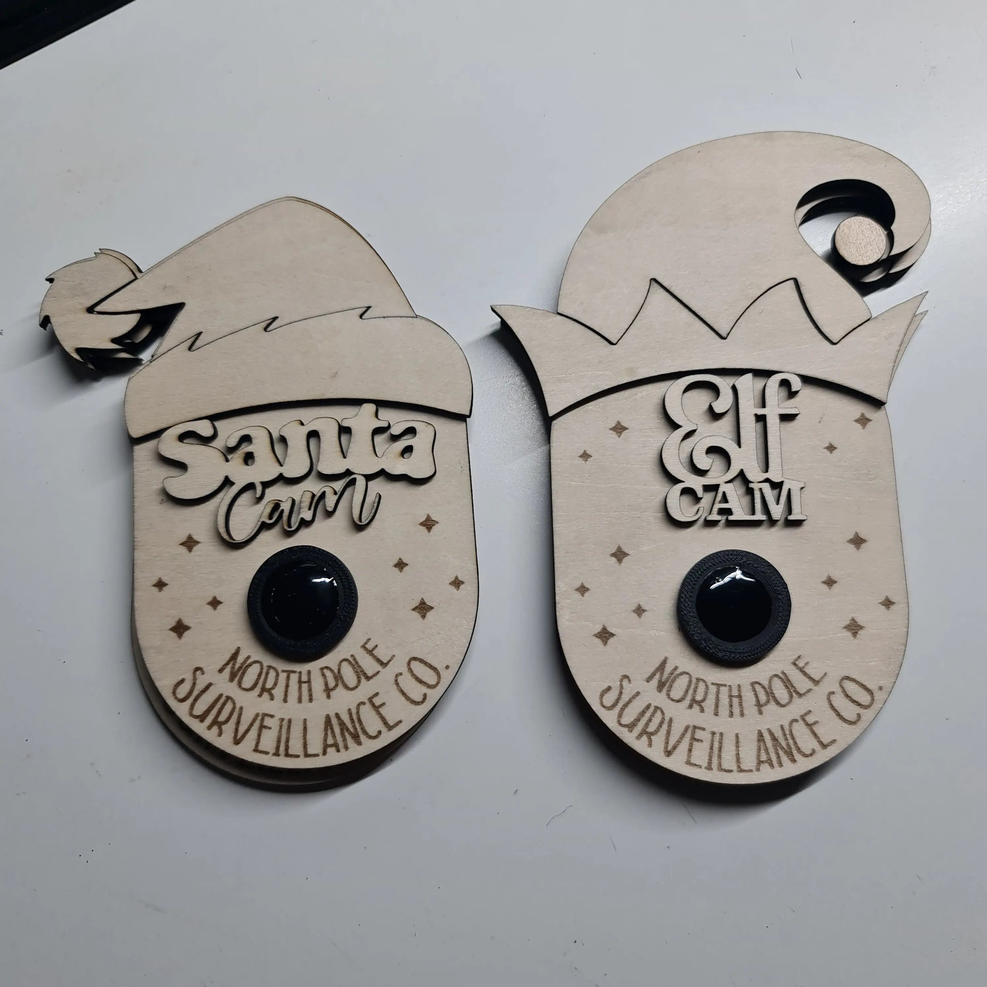 Santa & Elf Cams - Tree hanging Christmas Cams - Paper Love Card