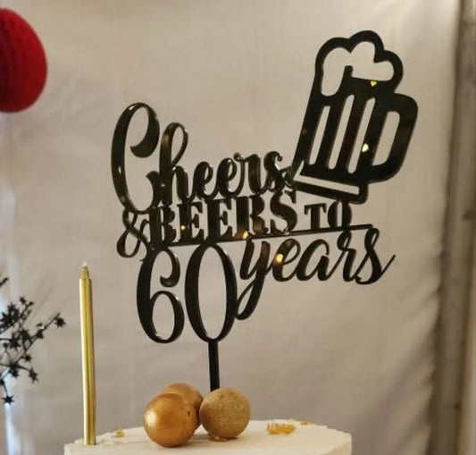 Sixtieth Birthday Topper - Cheers & Beers to 60 Years Paper Love Card