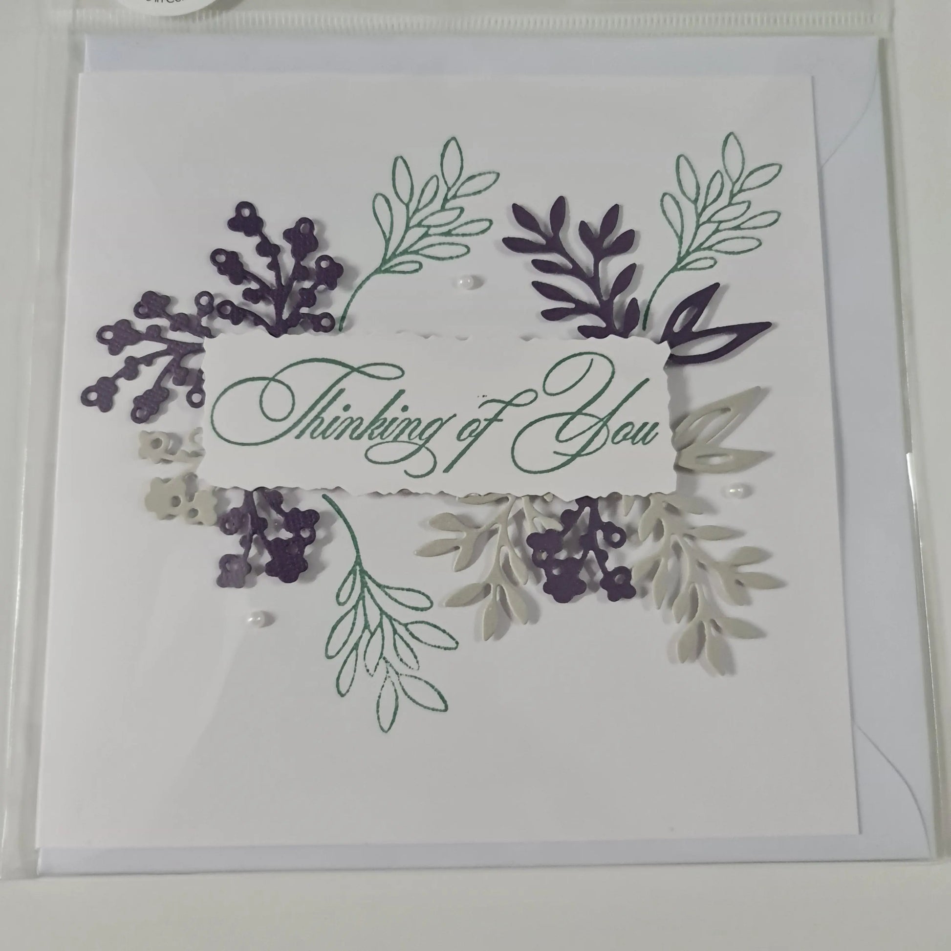 Sympathy Card - Green & Purple Floral Paper Love Cards