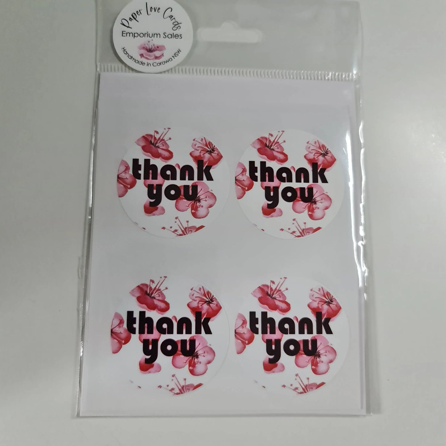 Thank You Sticker - Japanese Sakura Blossom - Pack of 20 Paper Love Cards