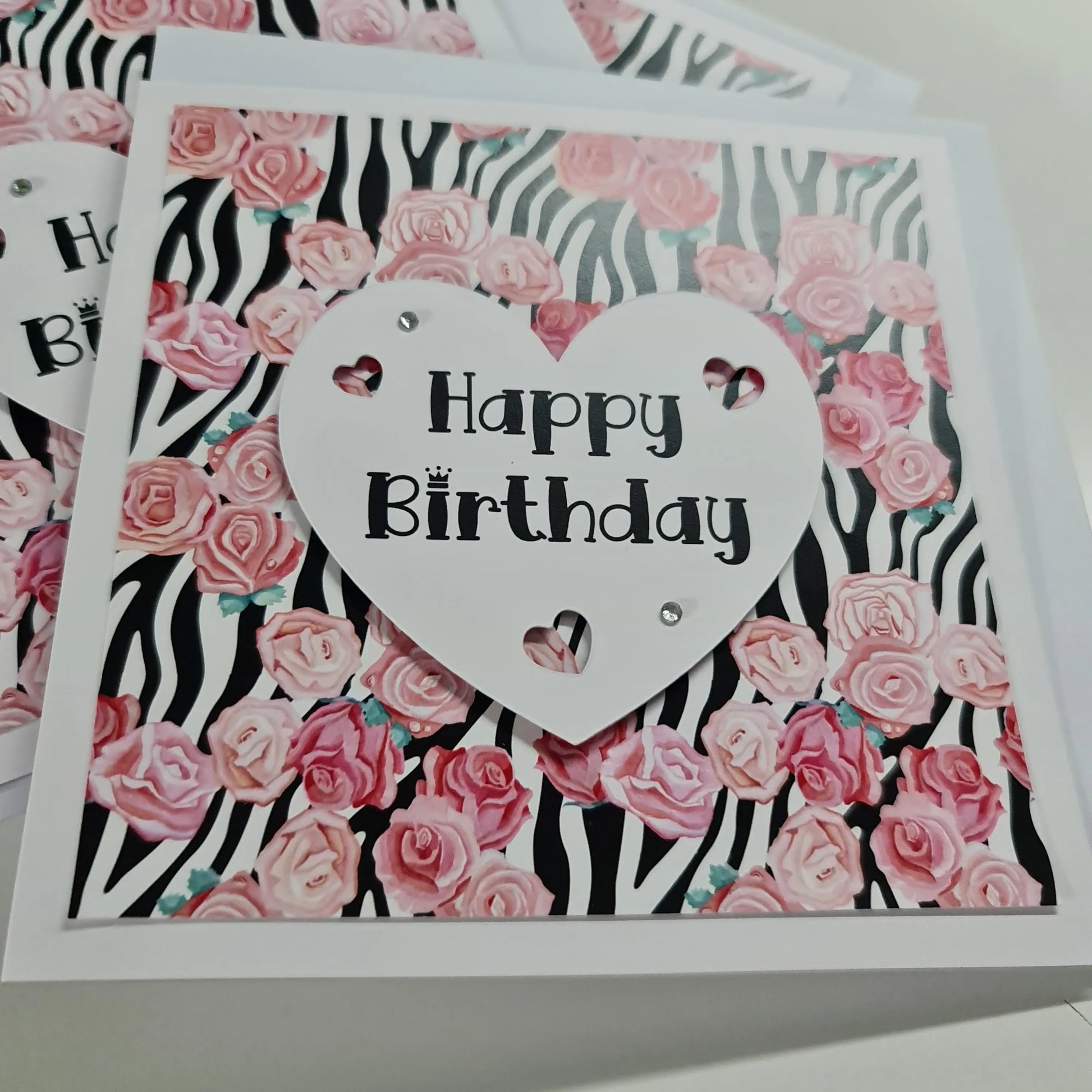 Zebra Stripe Rose Heart Card Paper Love Cards