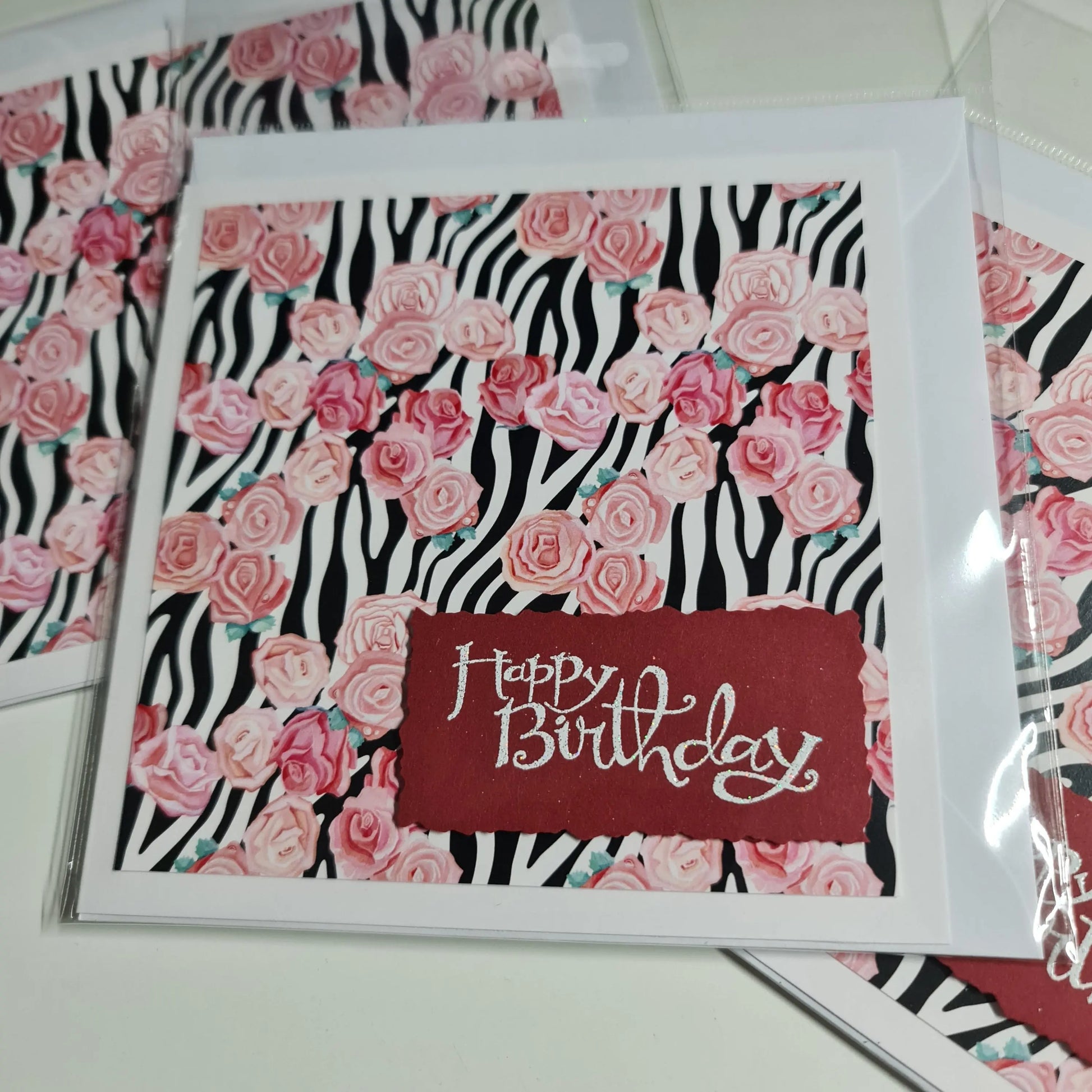 Zebra Stripe Rose Heart Card Paper Love Cards