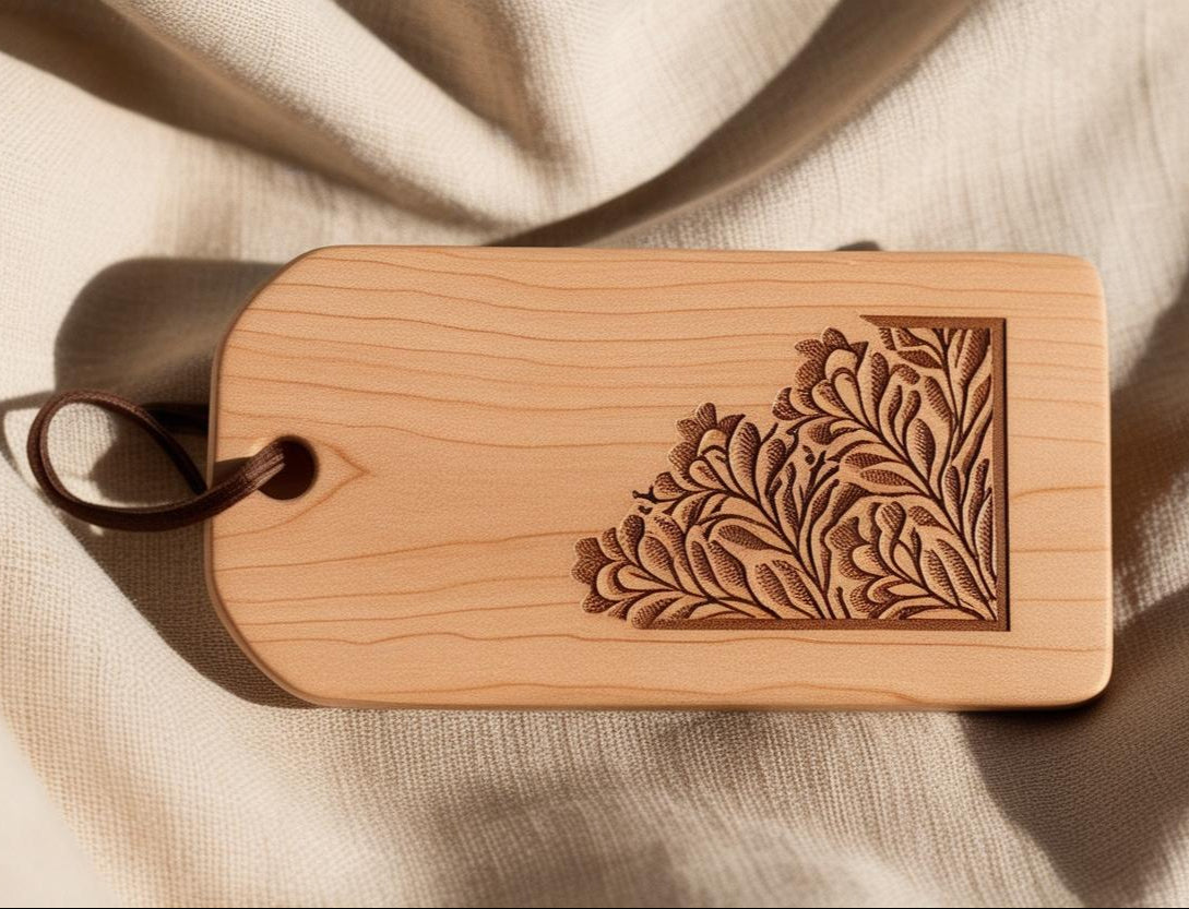 Rectangle timber swing tag with laser etching 