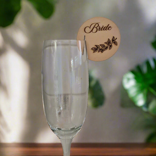 Wine Glass Name Tag - Personalised - Laser etched on timber