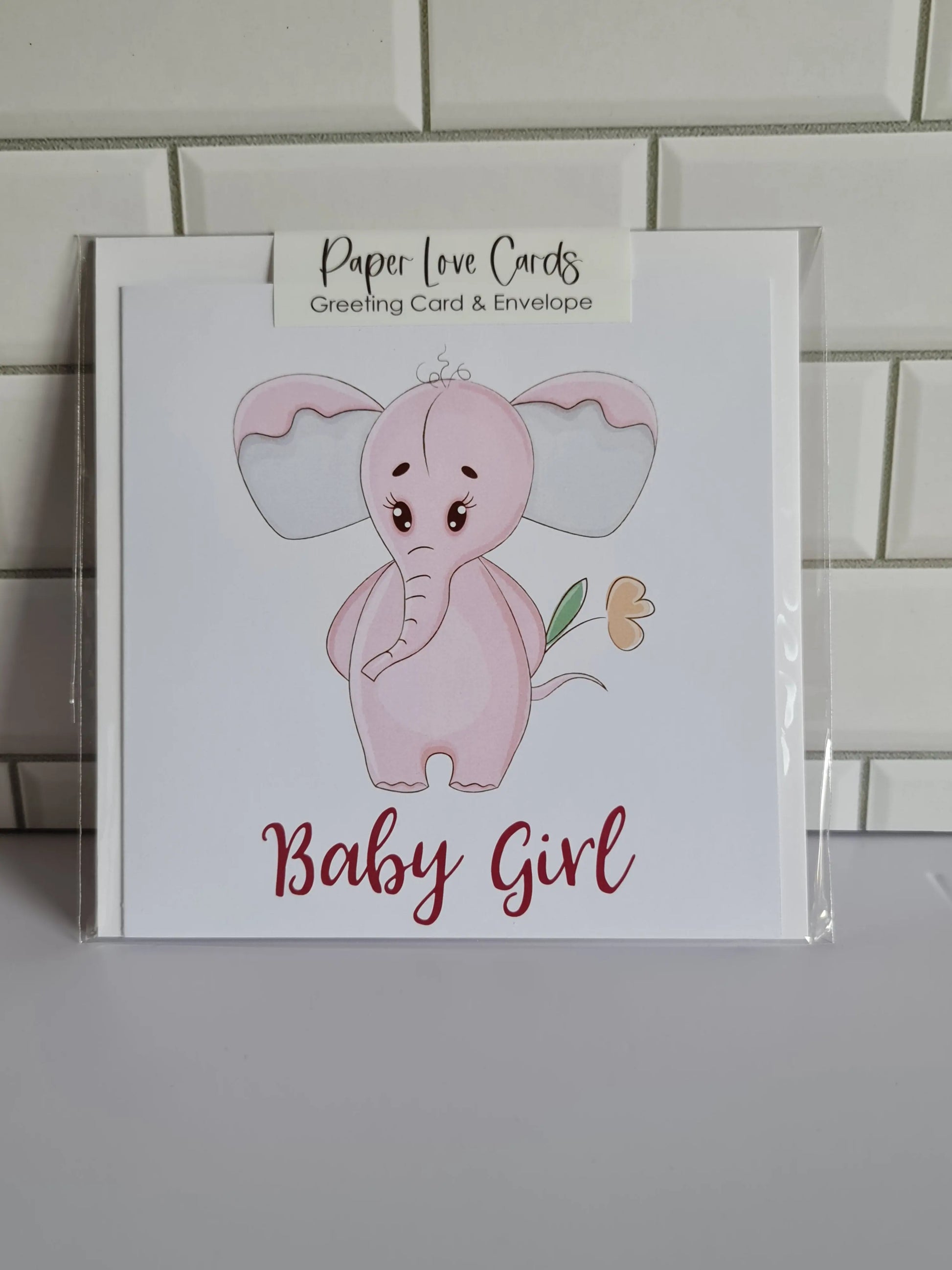 Baby Girl Pink Elephant Paper Love Cards