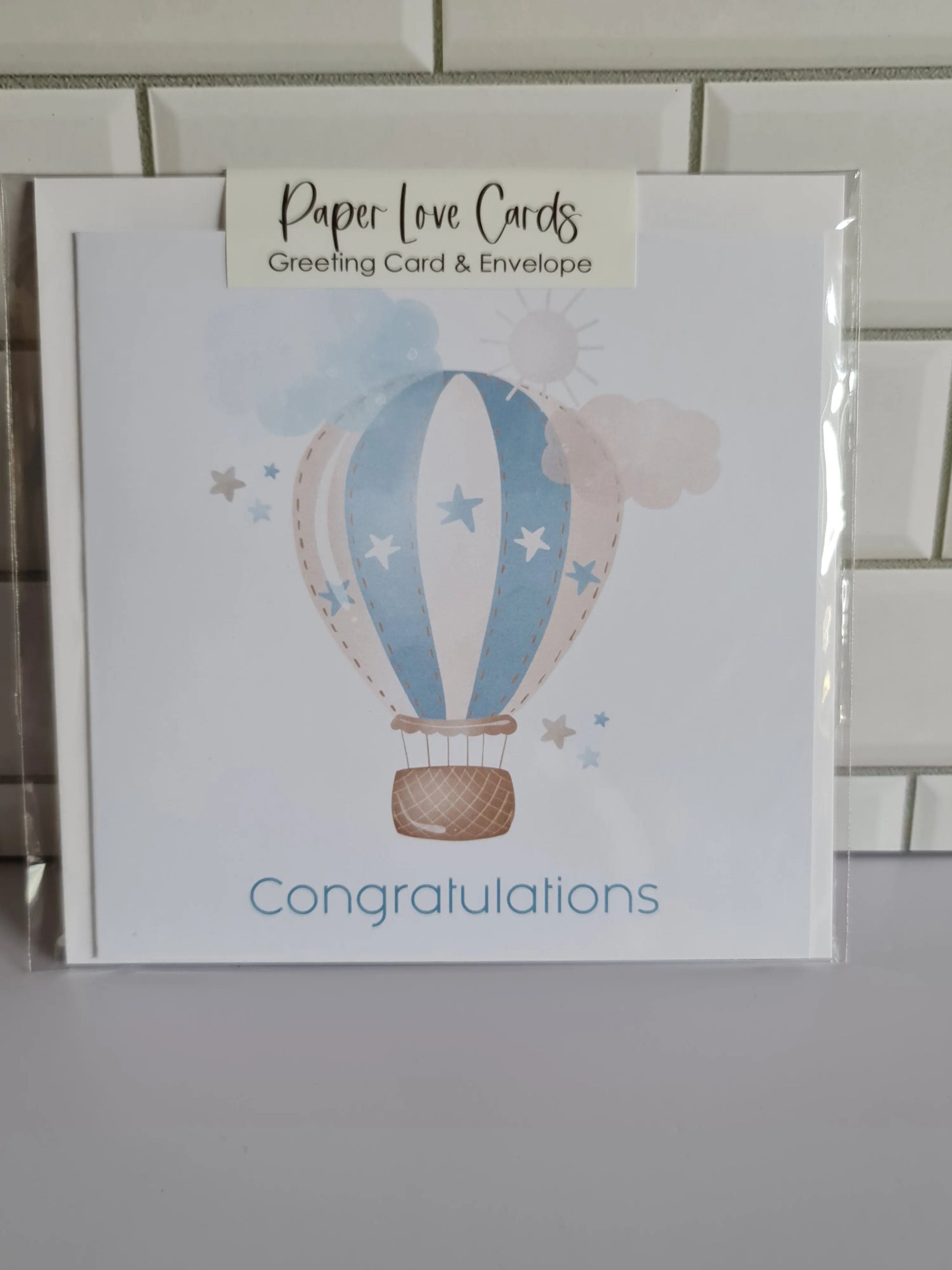 Blue Hot Air Balloon - Congratulations Paper Love Cards