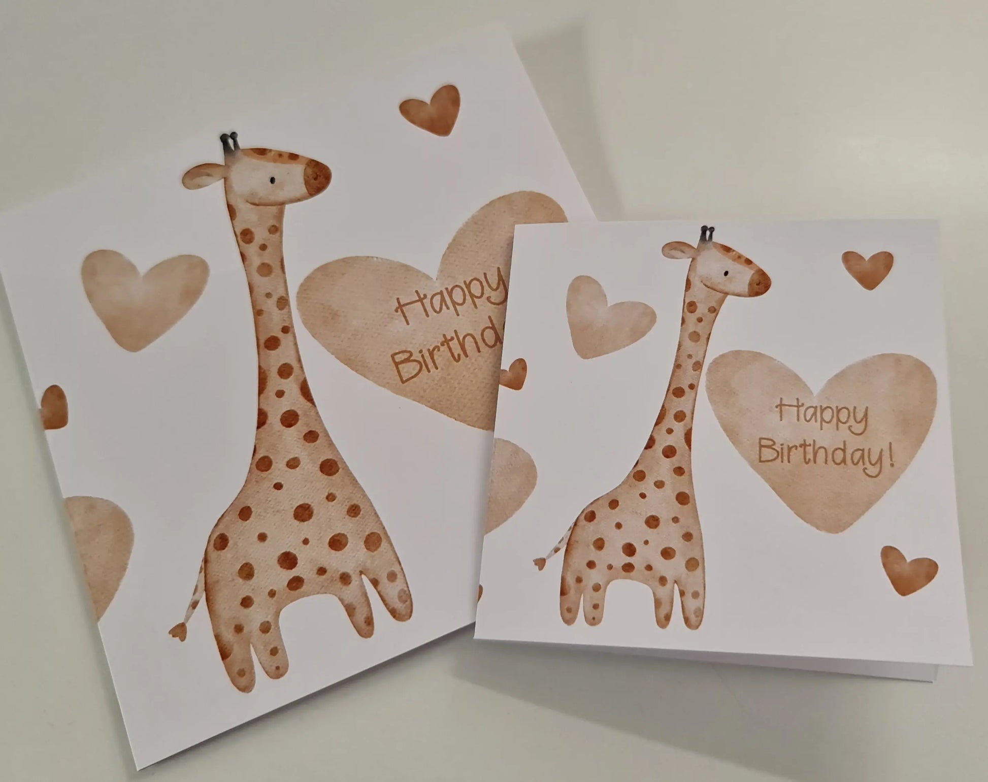 Boho Giraffe with Hearts - Happy Birthday Paper Love Cards