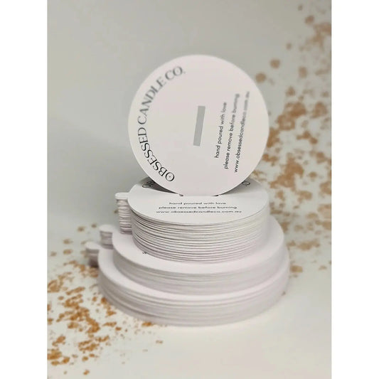 Candle Dust Covers - White Matte - Printed & Personalised Paper Love Card