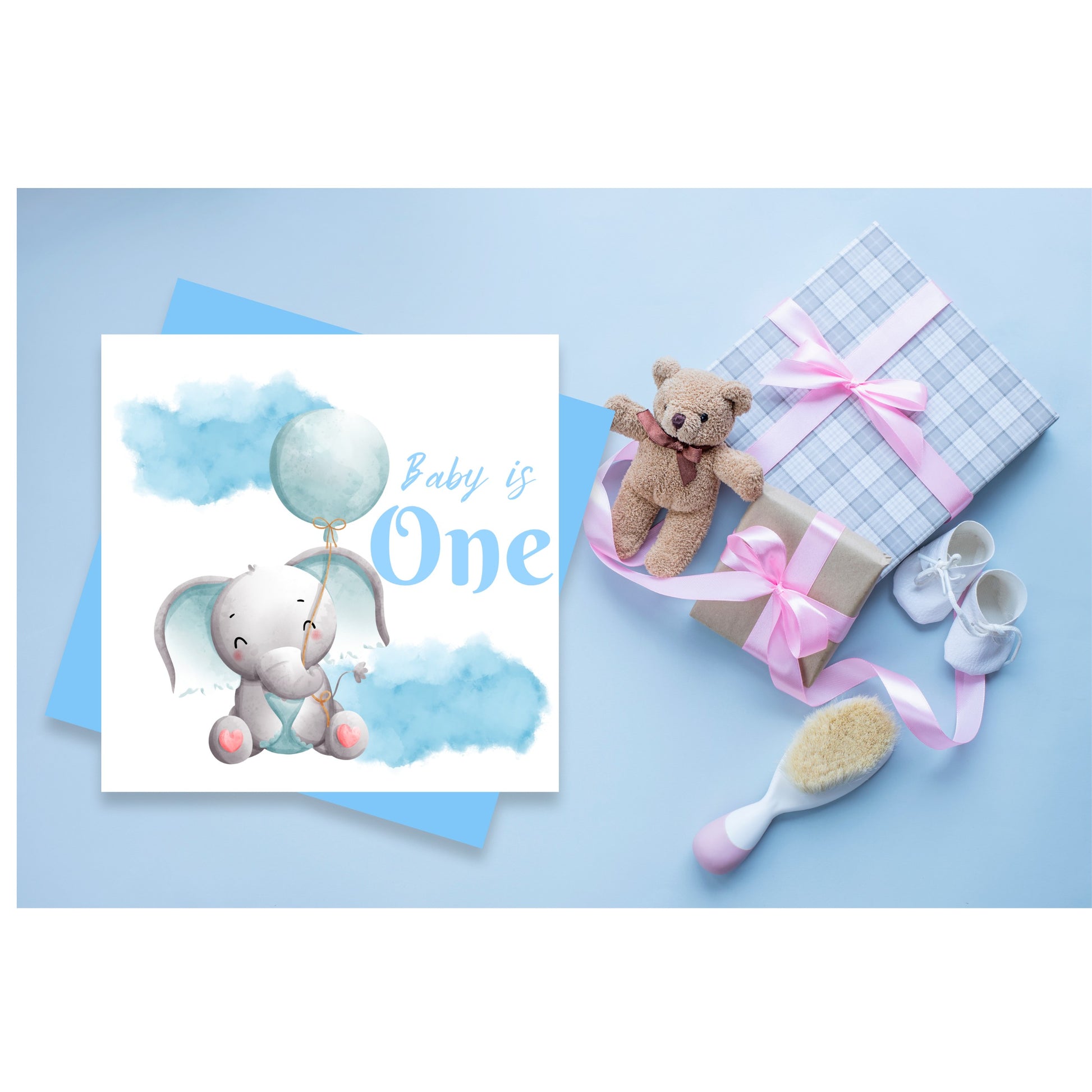 Greeting Card - Baby is One - Pink or Blue Paper Love Cards