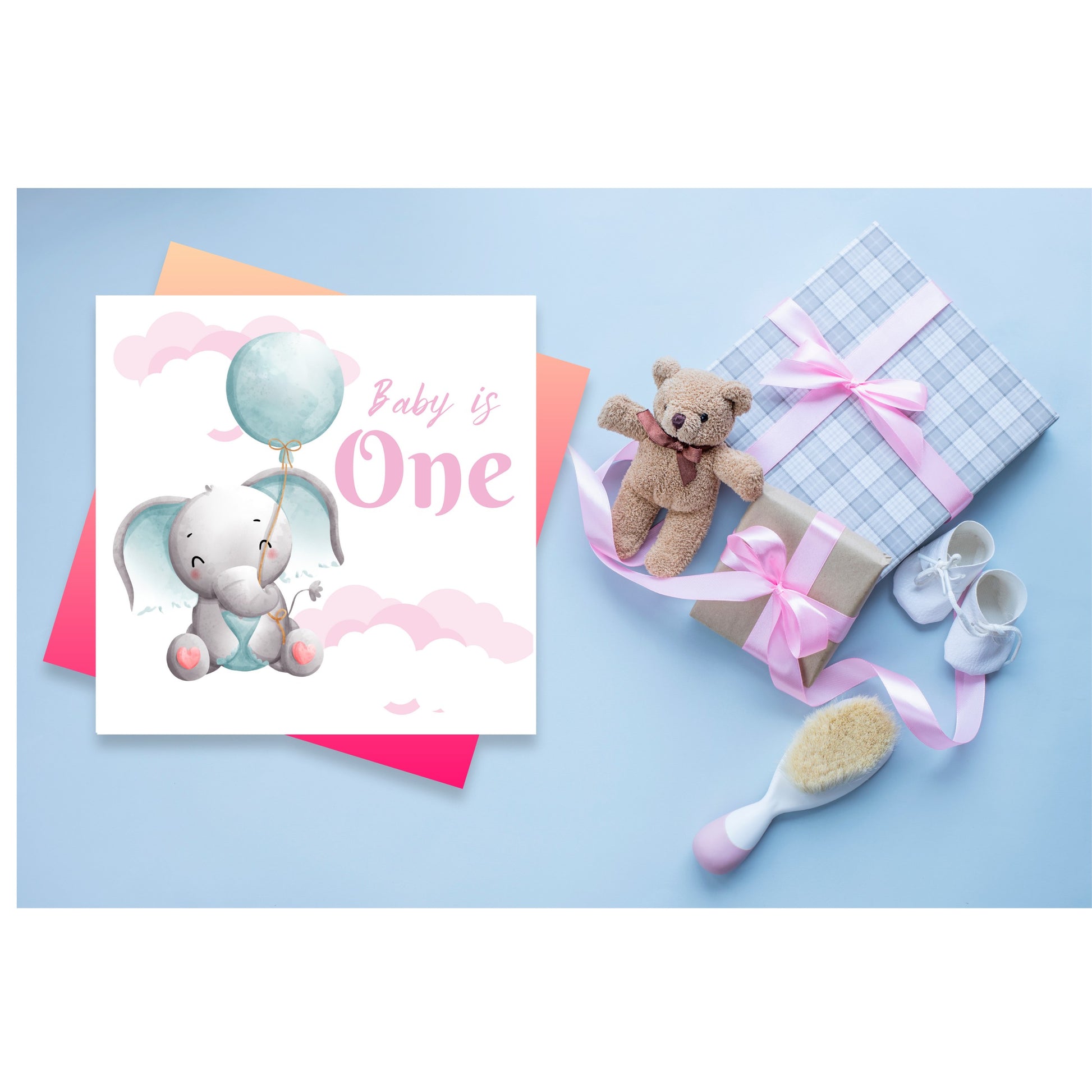 Greeting Card - Baby is One - Pink or Blue Paper Love Cards