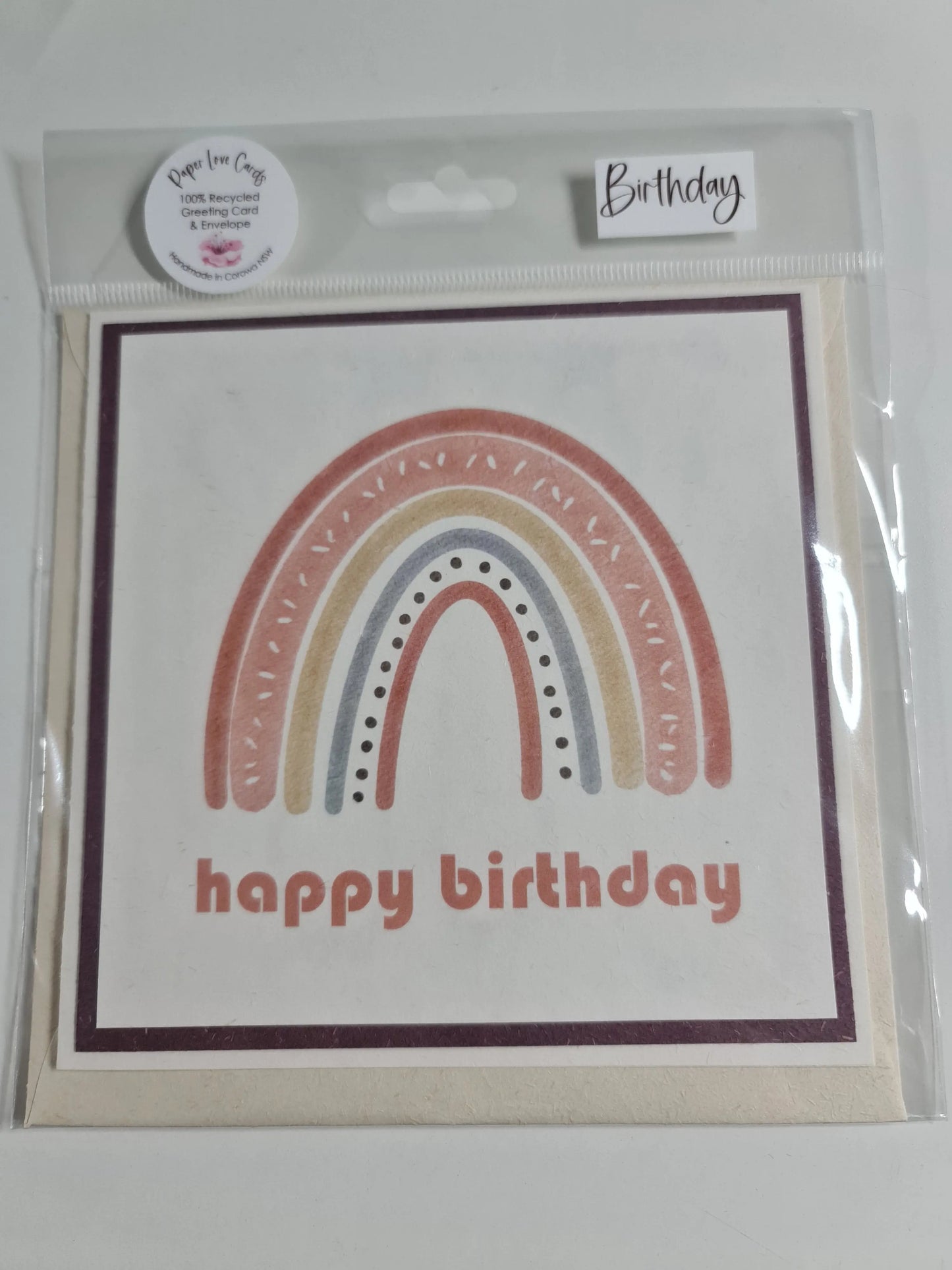 Greeting Card - Boho Rainbow Birthday Card - Peach - Paper Love Cards