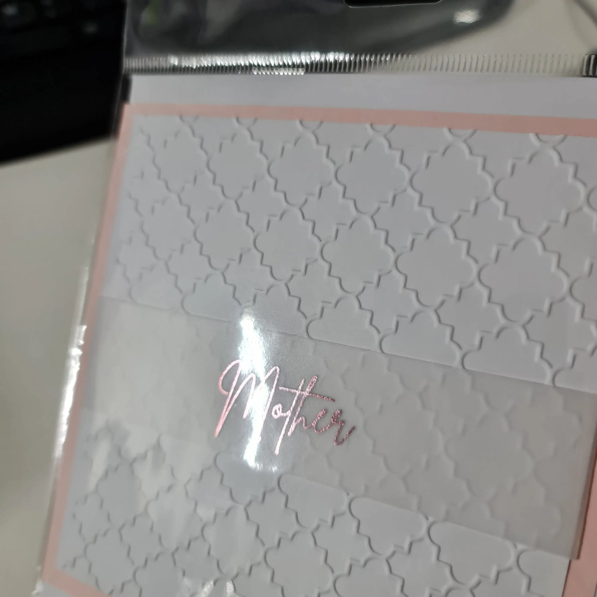 Mother Card - Pink with white embossing and pink foil Paper Love Cards
