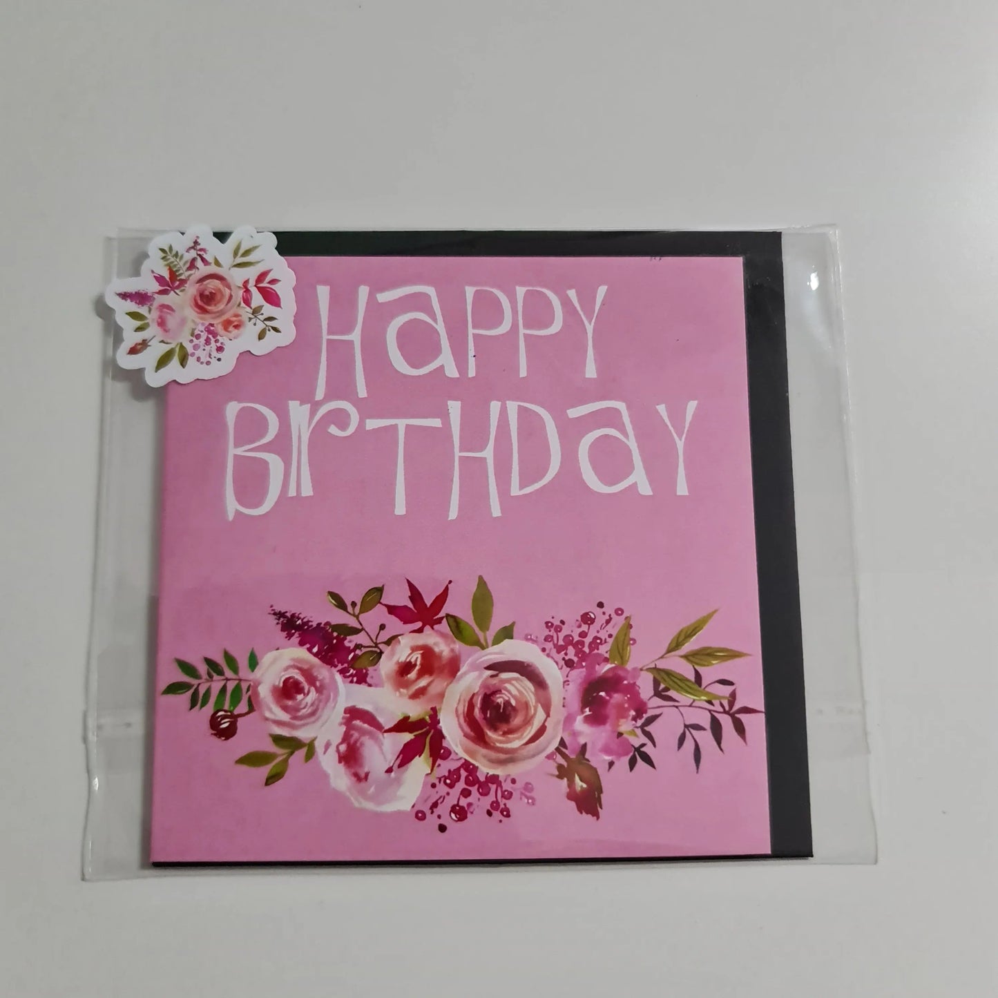 Pink floral Happy Birthday card 10cm Paper Love Cards