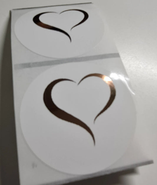 Sticker - Rose Gold Foil Heart 50mm round Paper Love Card