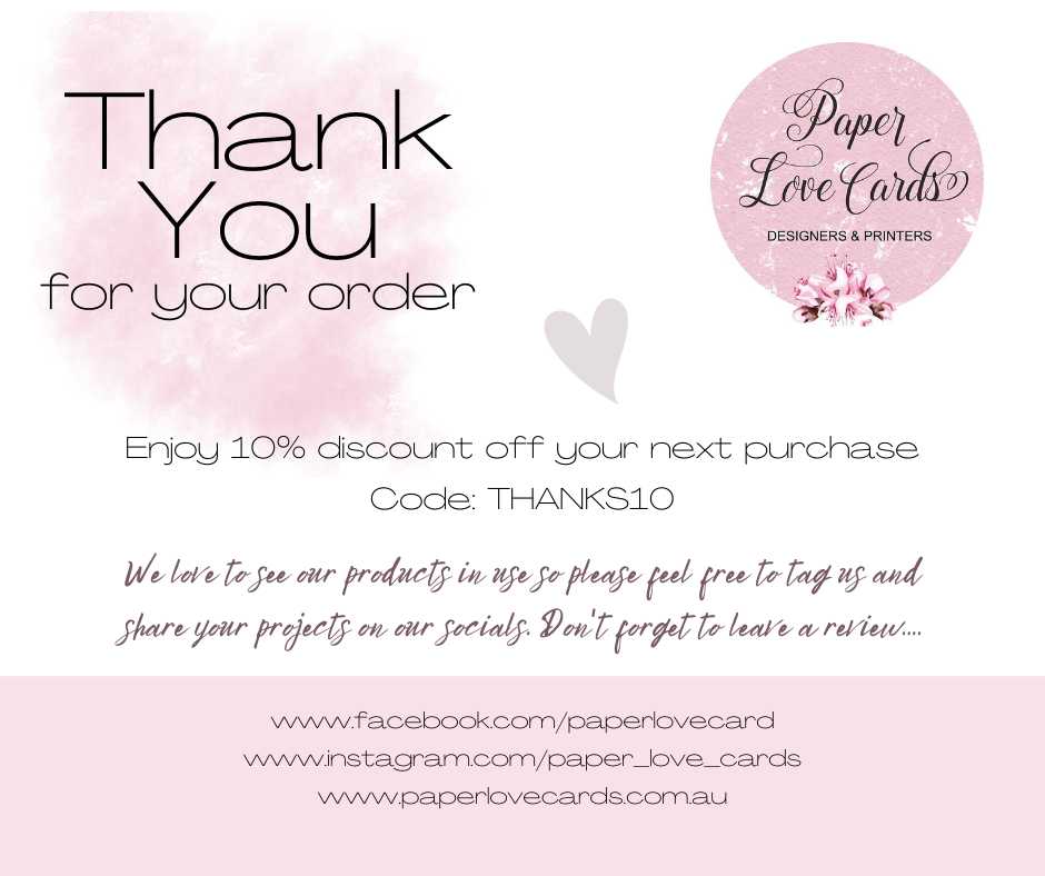 Thank You Card - Business Card size Paper Love Card